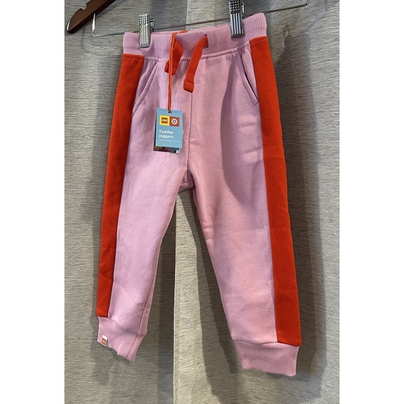 Lego‎ Jogger Pants Girls Size 2T Pink Stripe Legoland Pockets Elastic Waist - Picture 2 of 5